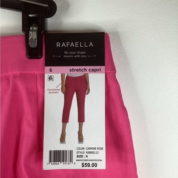 Rafaela Stretch Capri Pink Size 6 NWT - Picture 6 of 6